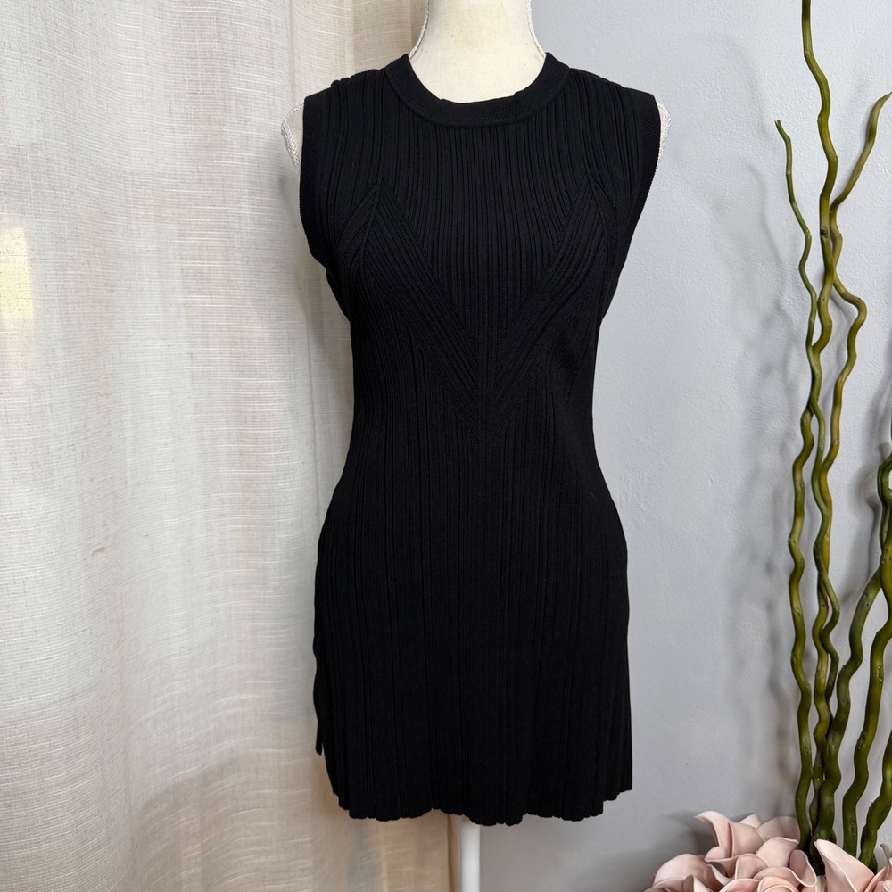 NWT Veronica Beard Semma Ribbed Tank Sweater Black Knit Women's Medium $378